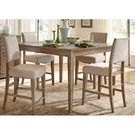 Rustic Casual 5 Piece Gathering Table Set